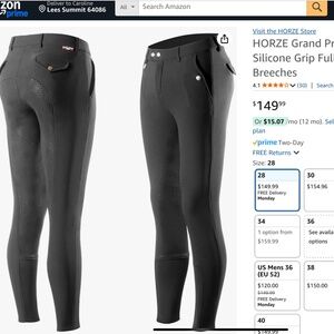Horze Equestrian Riding Pants, Men’s, Grand Prix Silicone Full Seat Breeches, 32